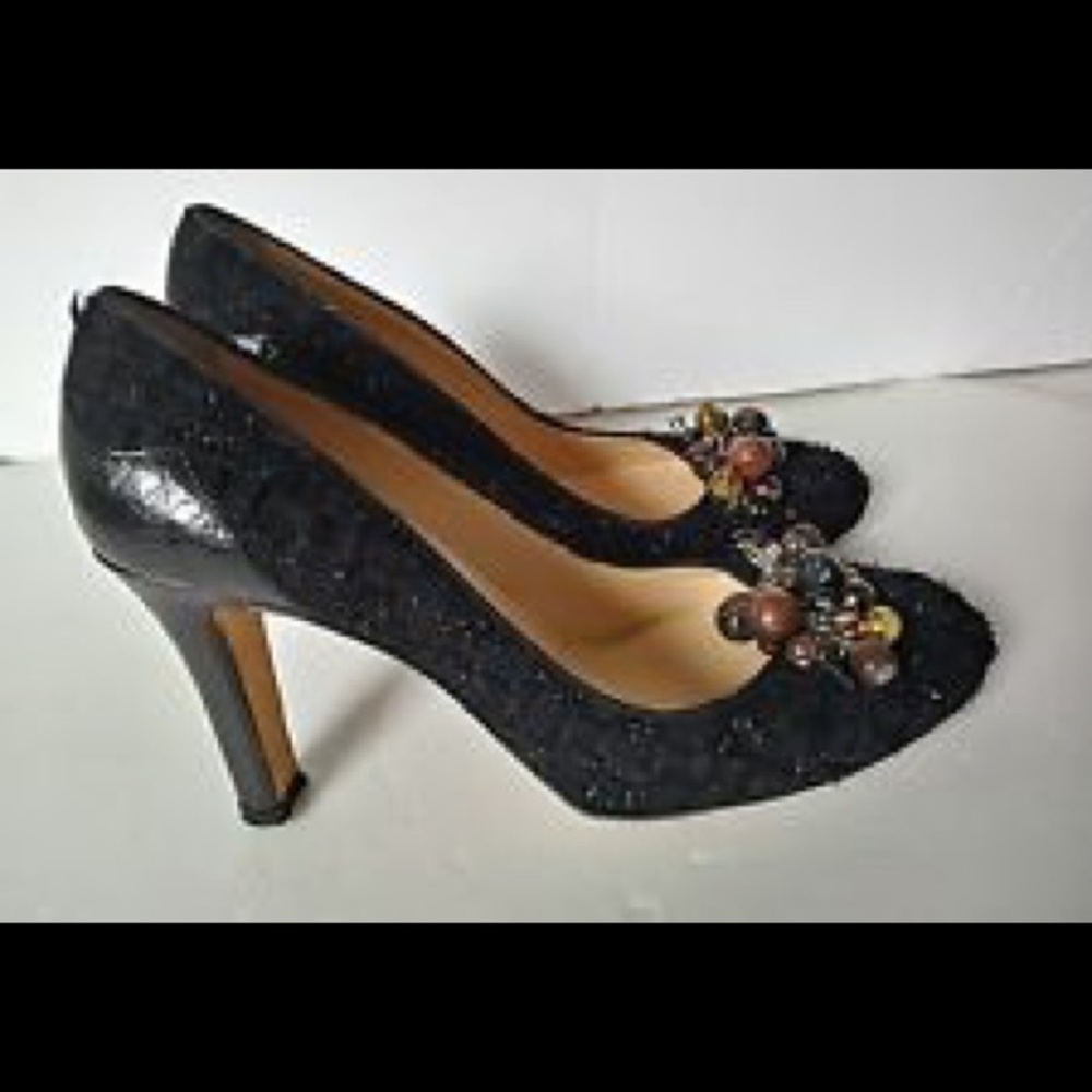COLE HAAN CROCODILE EMBOSSED LEATHER BOUCLE BEADS